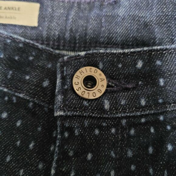 AG The Stevie Ankle Denim Jeans Slim Straight Mid Rise Sz 28 Dark Wash Polka Dot - Picture 3 of 7
